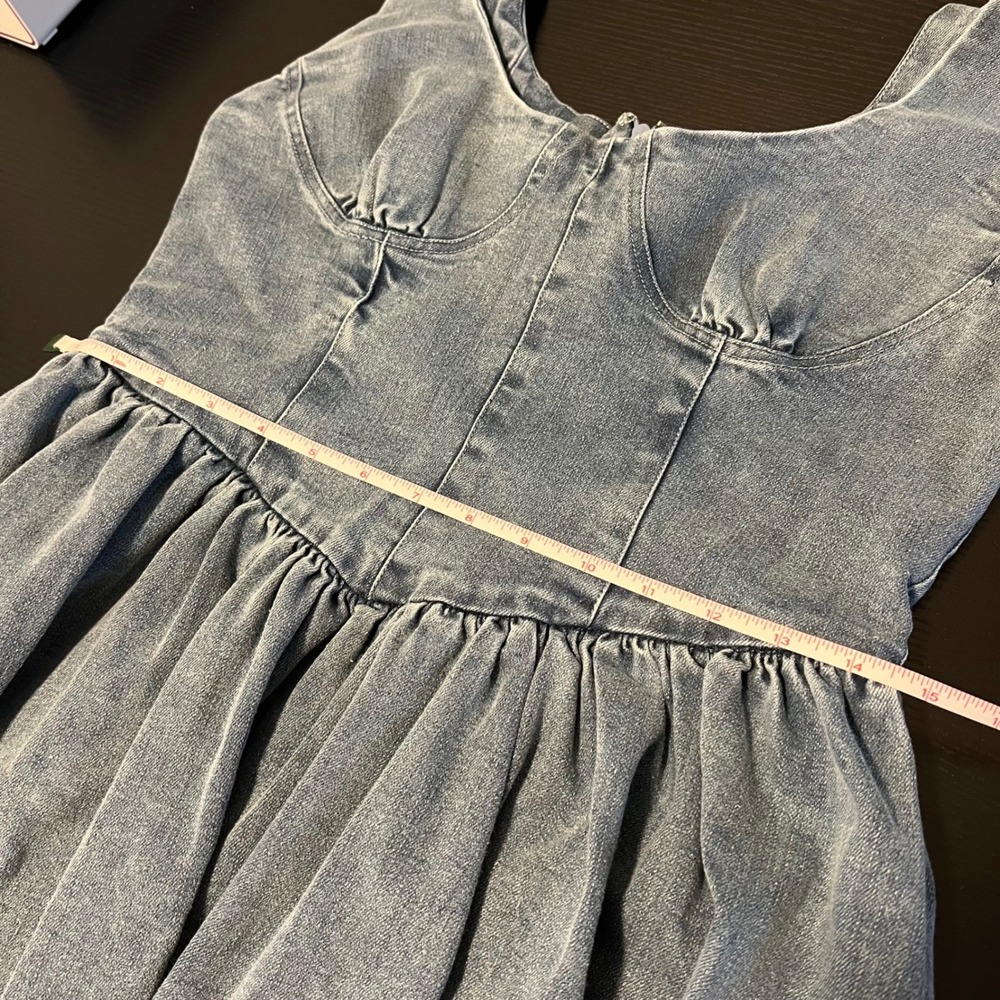 12th Tribe Denim Corset Mini Dress Blue Medium Wash XL NWT Country Western - Picture 11 of 11